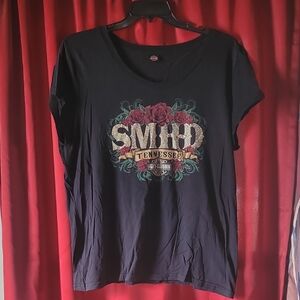 Harley-Davidson Black Tee with Floral Graphic